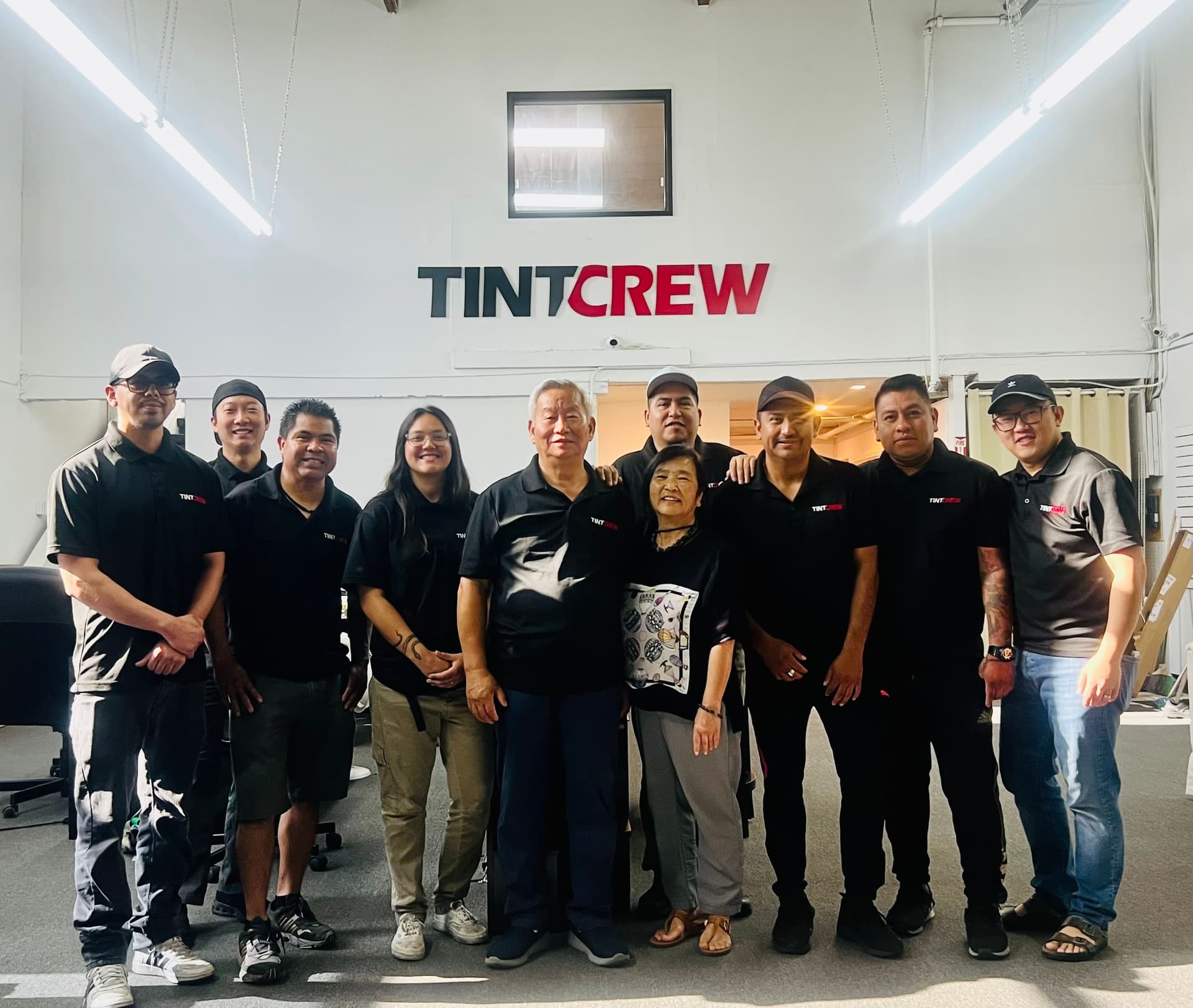 The Tint Crew installers at the Buena Park shop